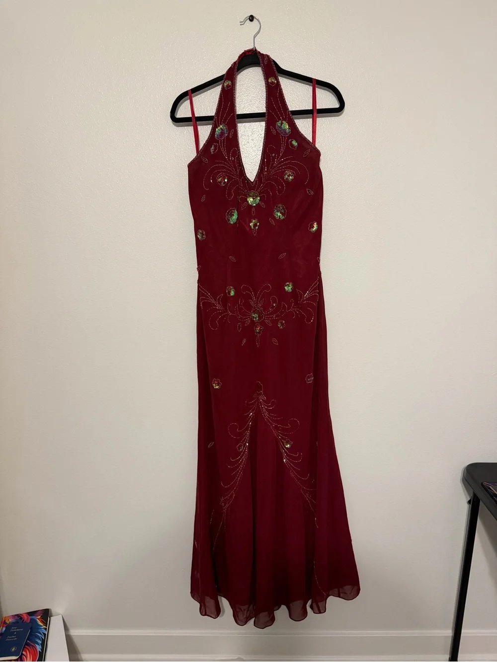 red fairy prom dress Wine Red Tulle Beaded Sweeetheart Long Evening Gown, Dark Red Prom Dress main image 1